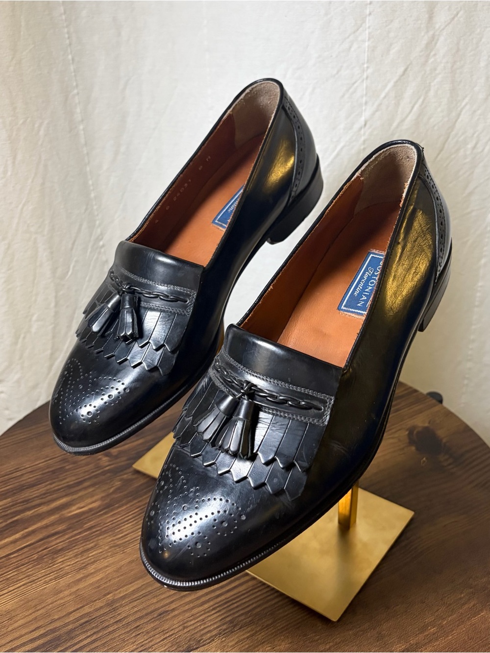 Bostonian Florentine Men’s Leather Tassel Loafers Black Size 8M Made in Italy